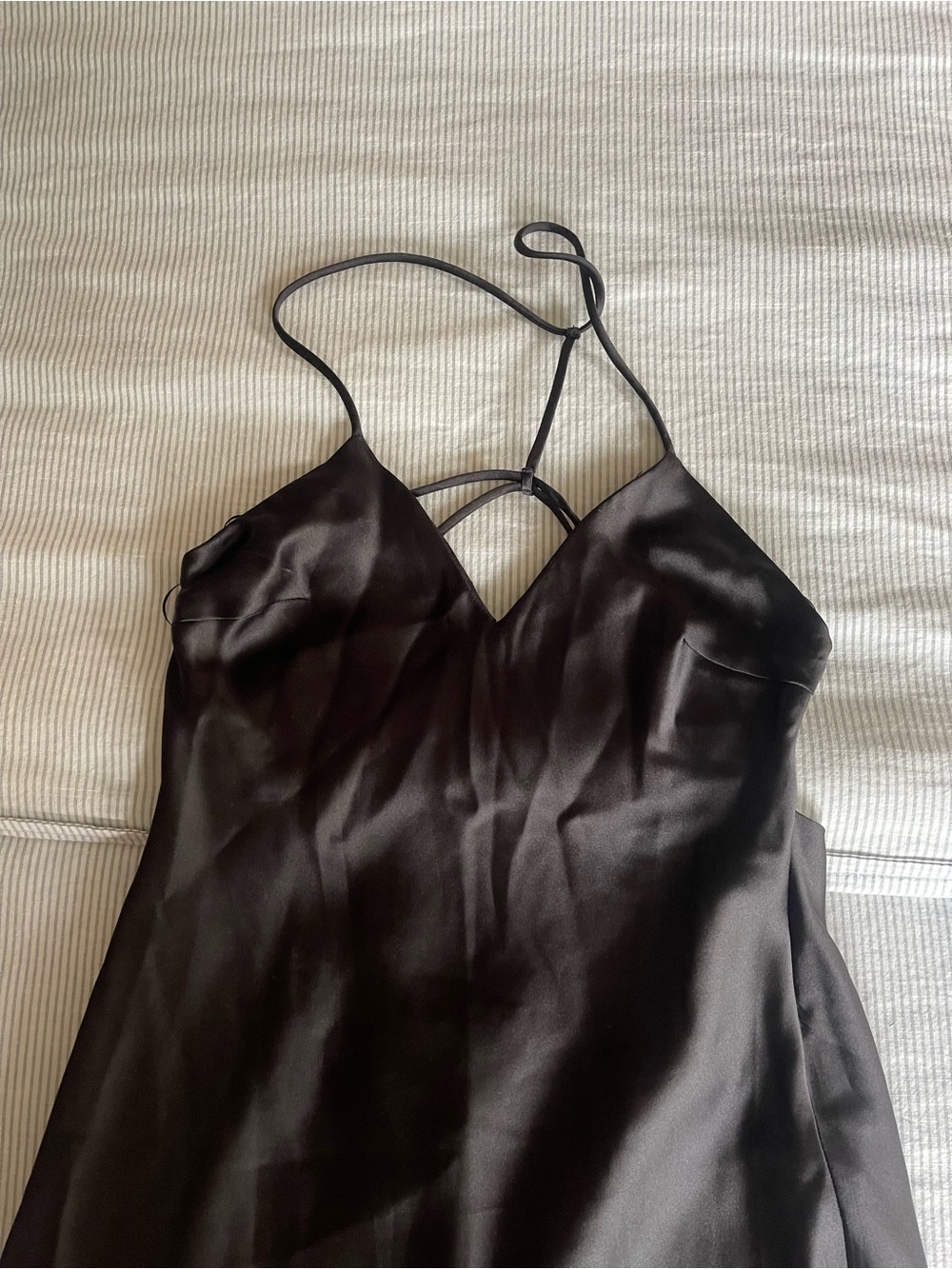 NWT black satin strappy Zara dress